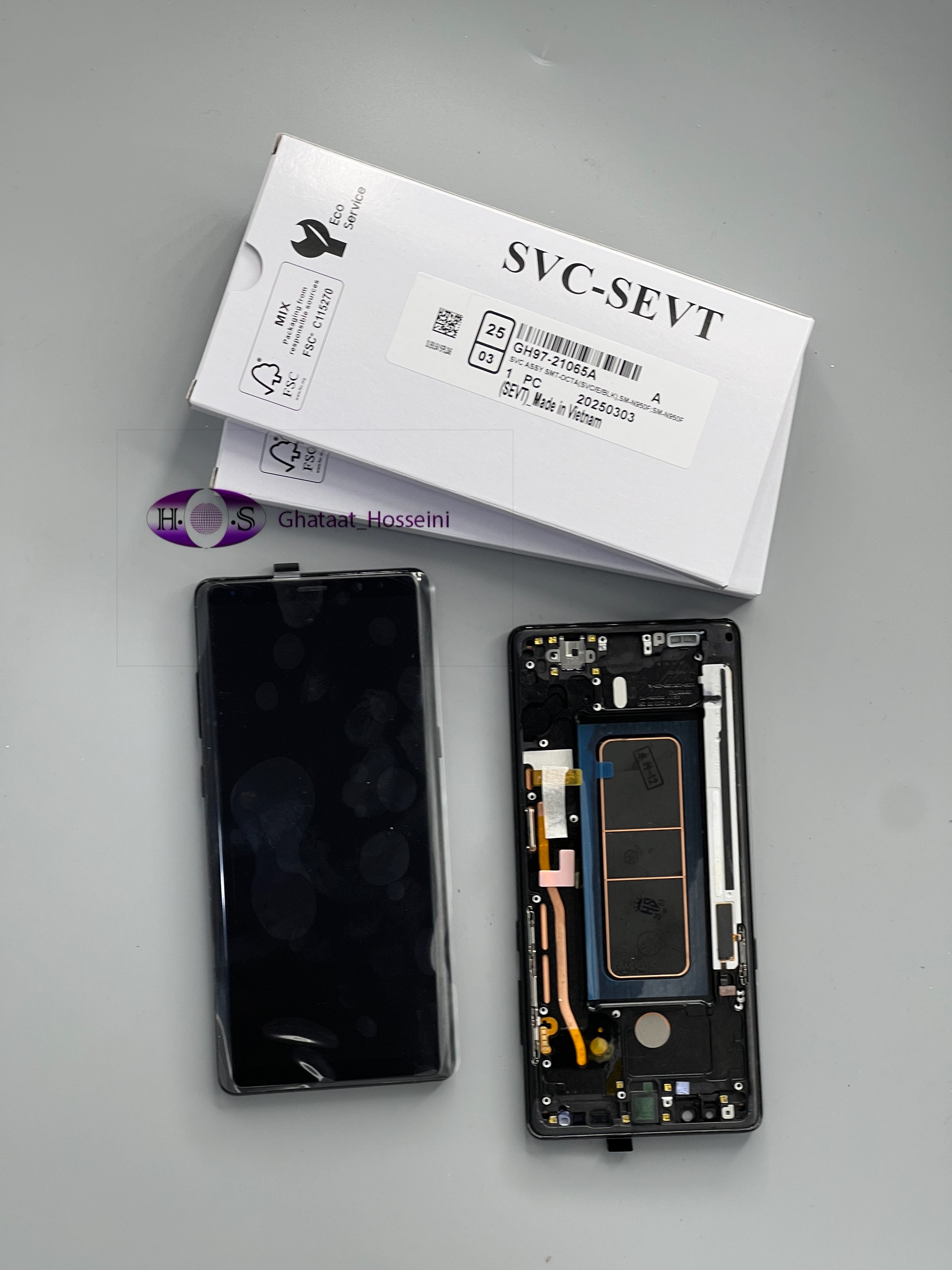 تاچ و السیدی گوشی سامسونگ Samsung N950_Note8بافریم اصلی گلس چنج